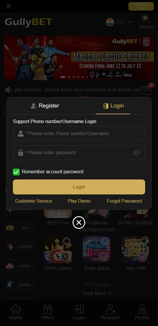 This image is app homepage image of best online betting app in India